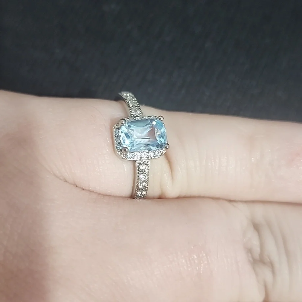 NWT Sterling Silver & Natural Sky Blue Topaz Adjustable Ring - Picture 7 of 7